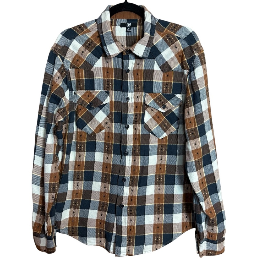 Frye Cotton Plaid Fall Casual Lightweight Button Down Long Sleeve Shirt Medium